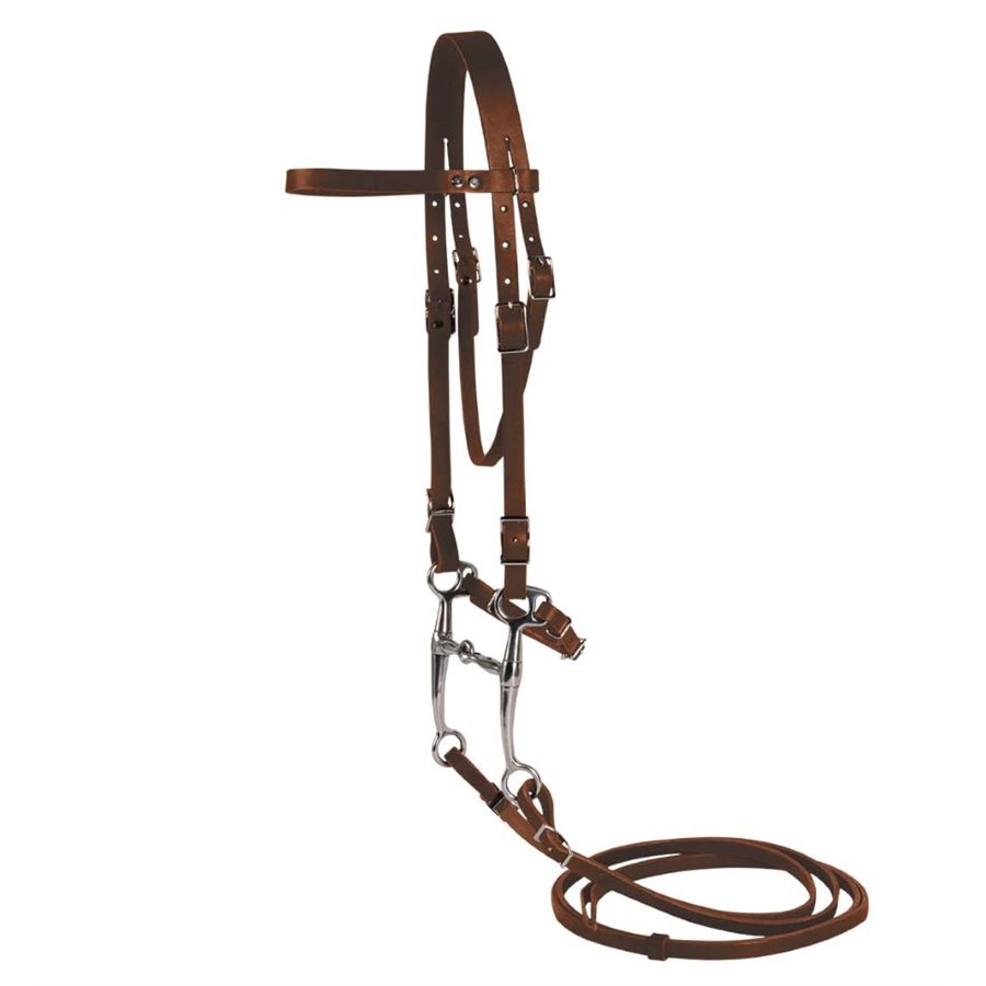 Bride Cheval Western Weaver – Cuir Marron, Embout à Bordure Et Rênes De Boucle