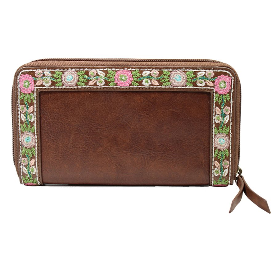 ARIAT Addison Women's Floral Embroidered Leather Wallet - Brown, One Size