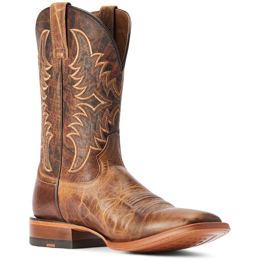 Bottes Cowboy Western Homme – Marron Clair, Cuir, 9.5D, Slip-on, Fabriquées En Inde
