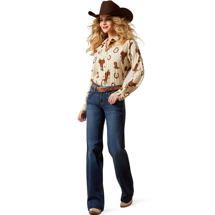 Chemise Rodeo Style Western - Camouflage Et Denim - Taille Small Homme - Occasion Parfait état
