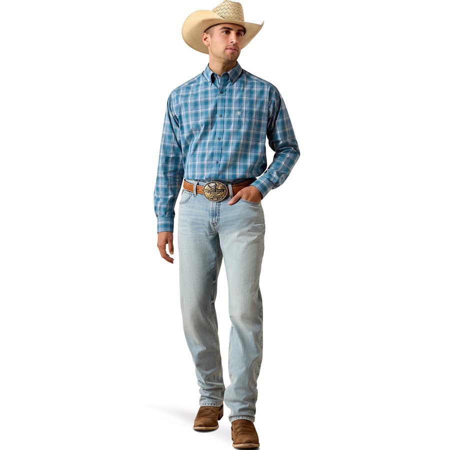 Chemise Western Fille Ariat - Bleue - Taille S (8 Ans) - Broderies Fleurs - Boutons Snap