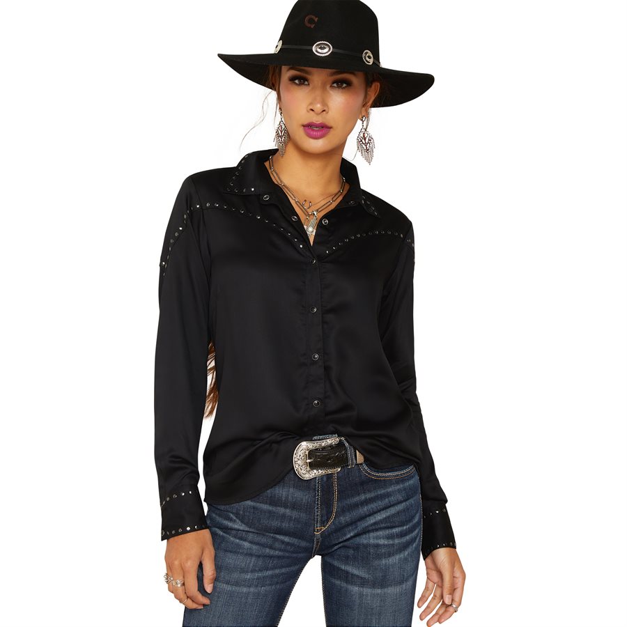 Rangers Chemisier western pour femme - Chemise western pour femme, Noir , M