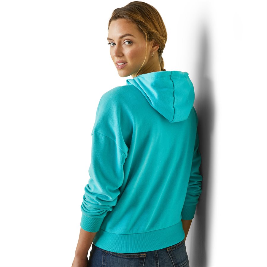 Pull Capuche Femme Ariat - Bleu - Taille XS - Neuf - Décontracté