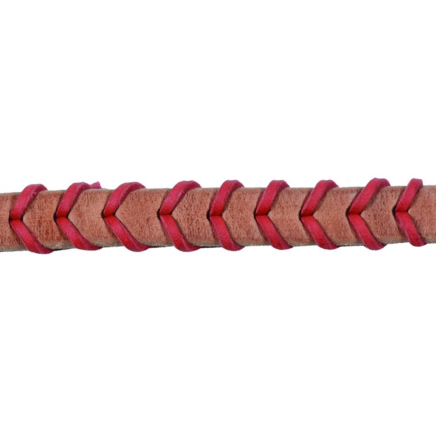 Bosal Western Showman - Noyau Cuir Brut Tressé - Naturel Et Rouge - Myhorse
