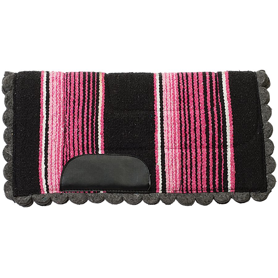Tapis De Selle Western Aztèque Dos Nu – Bleu Noir Motif Navajo – Doublure Polaire